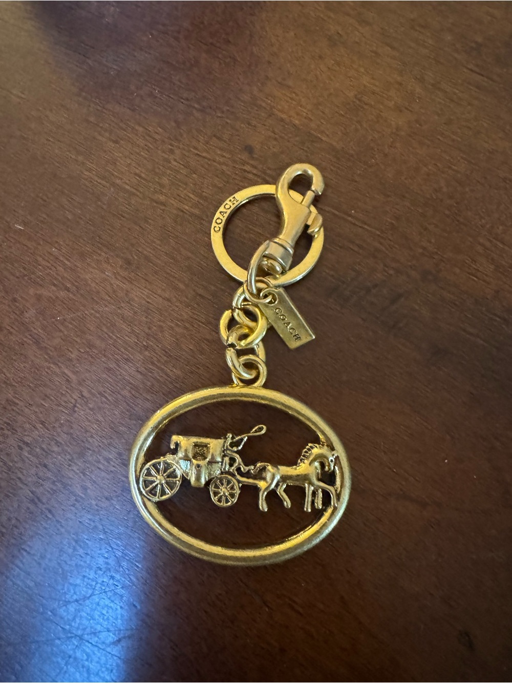 Coach Signature Horse & Carriage Pendant Bag Charm Keychain Fob Brass